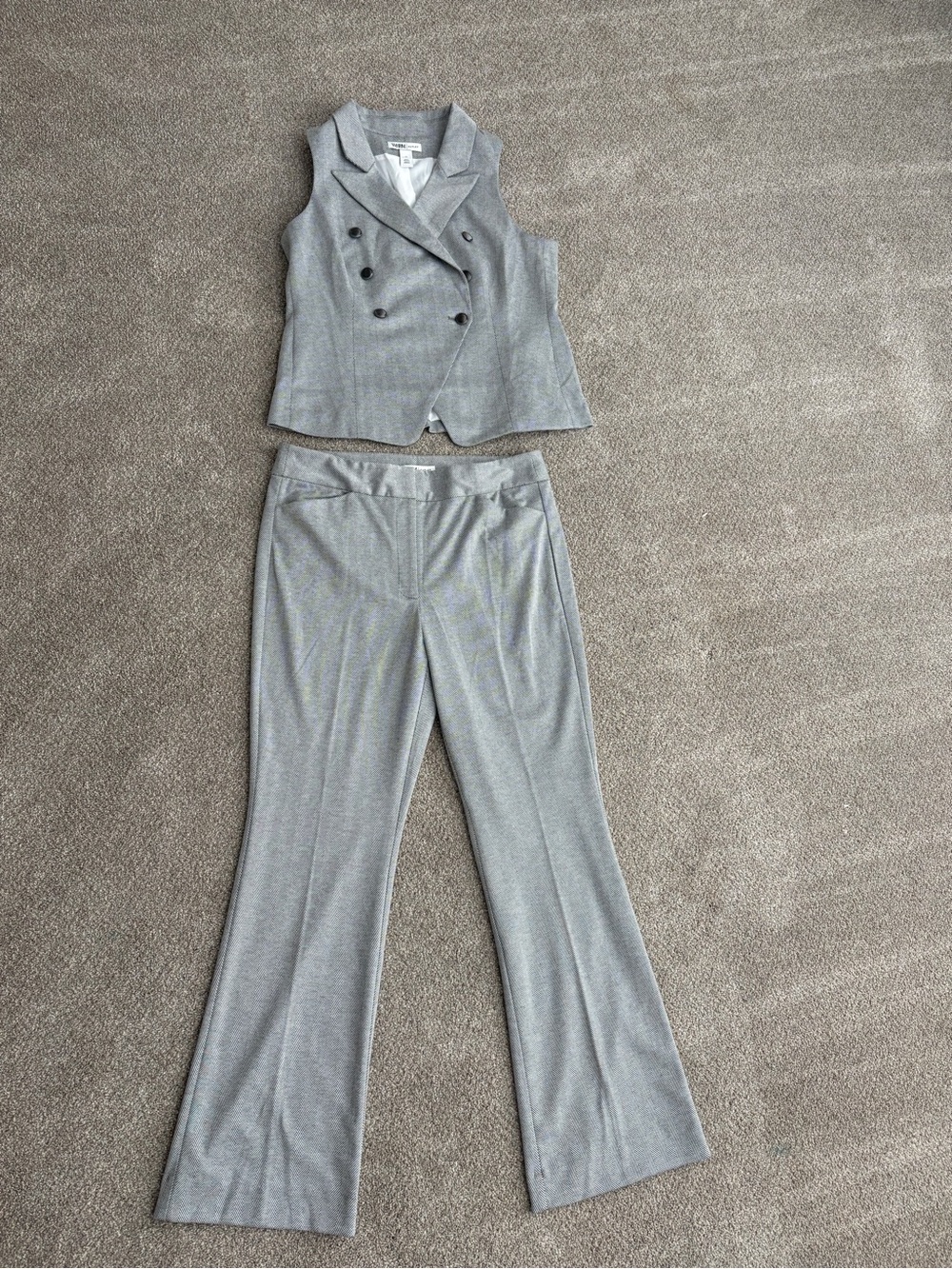 White House Black Market Sleeveless Double-Breasted Gray Pantsuit Set